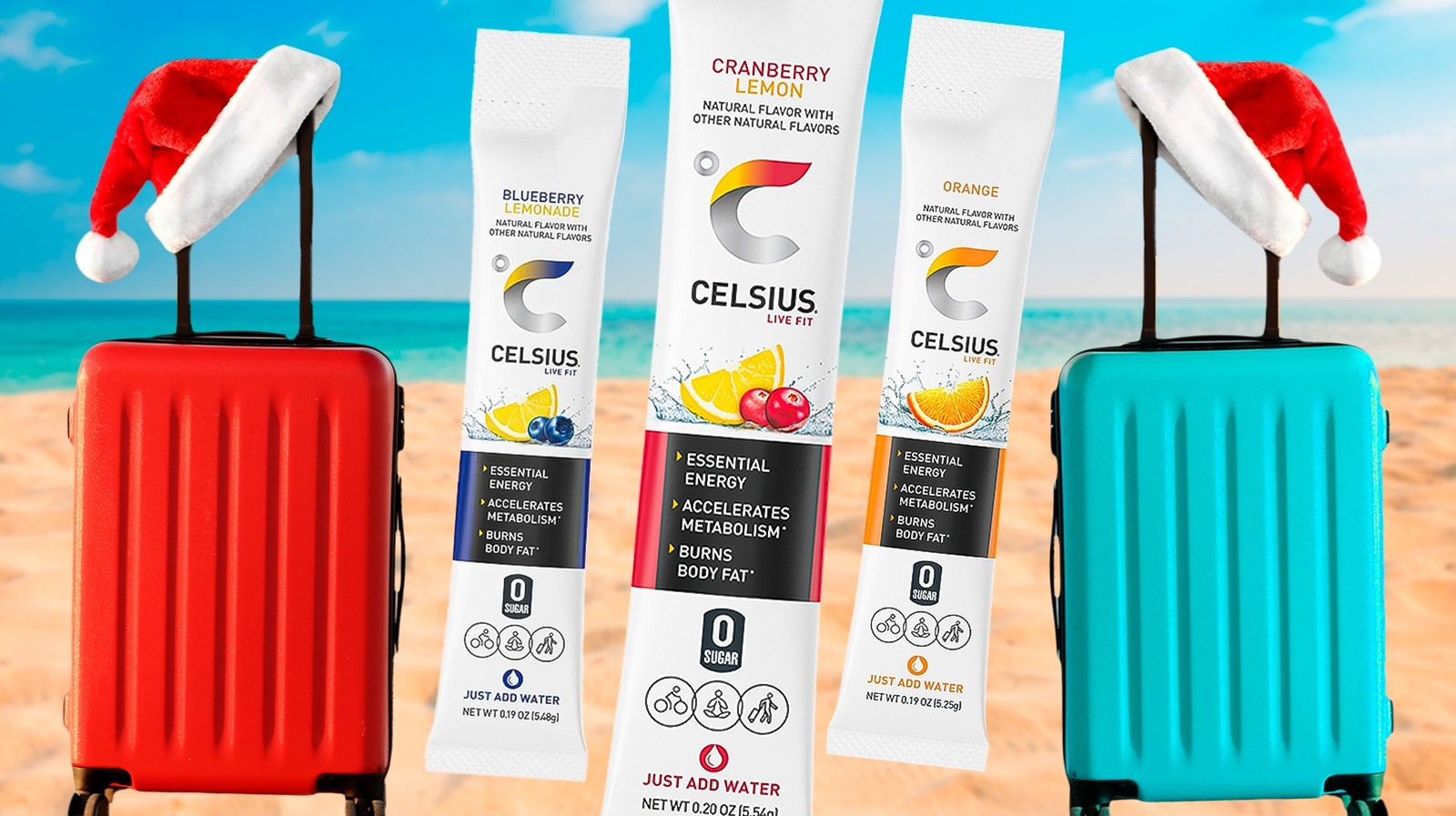 CELSIUS On The Go パウダーはホリデー旅行に最適なハックです